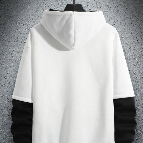 White Mens Drawstring Hoodie - Picture 3 of 7